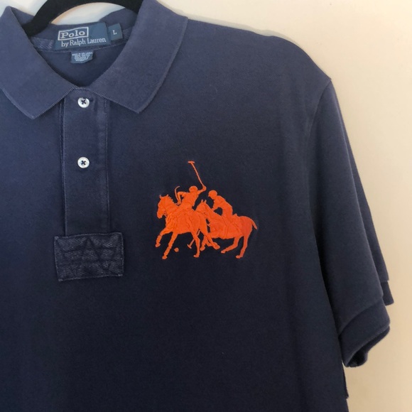 Polo Ralph Lauren Other - Polo by Ralph Lauren Navy Shirt Orange Icon Size L